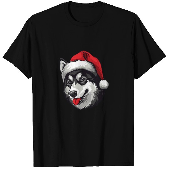 Husky Dog Head Christmas Christmas T Shirts