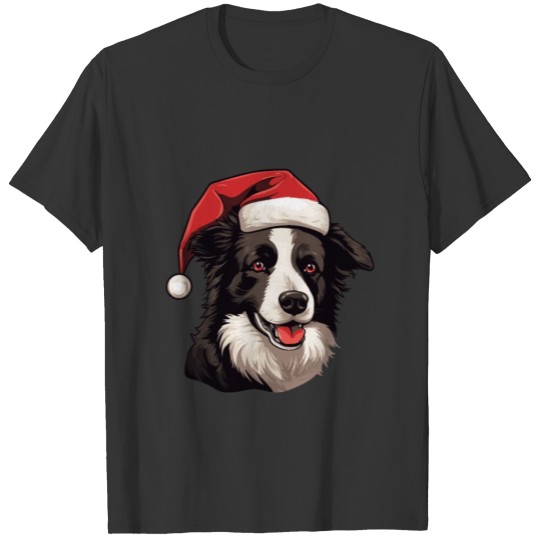 Border Collie Dog Head Christmas Christmas T Shirts