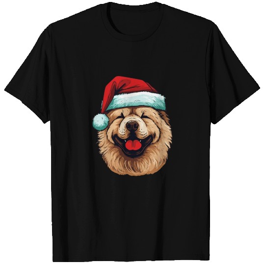Chow Chow Dog Head Christmas Portrait T Shirts