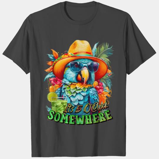 It's 5 o'clock somewhere Cocktail Tropical Parrot T Shirts