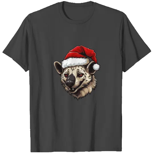 Hyena head Christmas portrait T Shirts