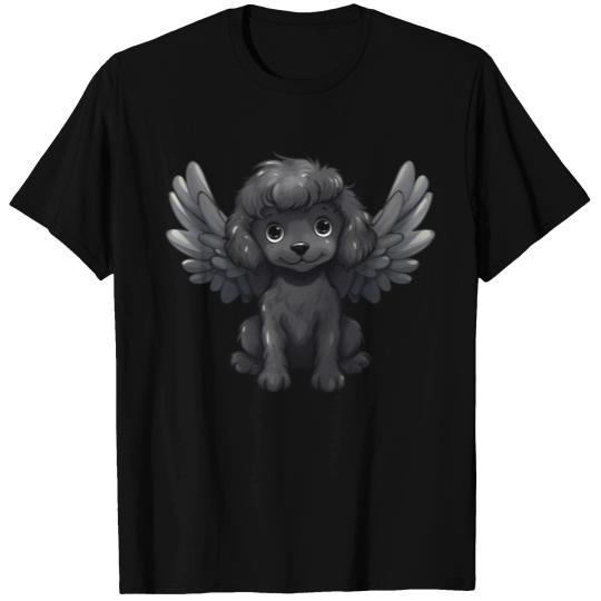 Cute Black Poodle with Angel Wings - Comic Magic T Shirts