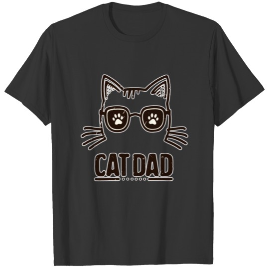 Retro black Cat Dad T Shirts