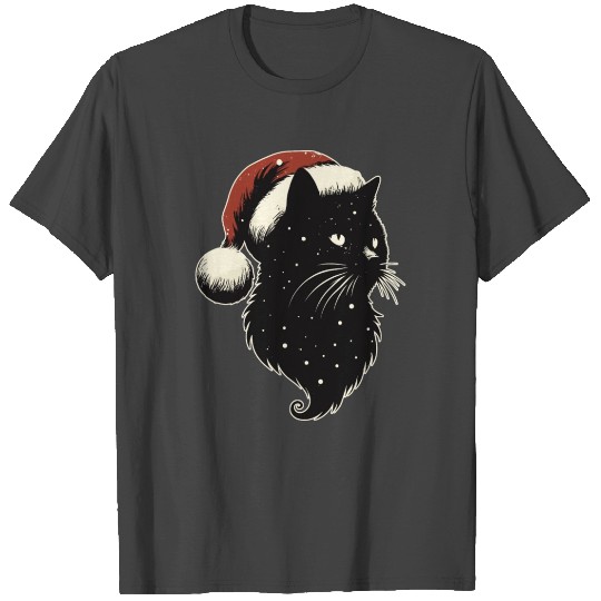 Retro cosmic christmas black cat T Shirts