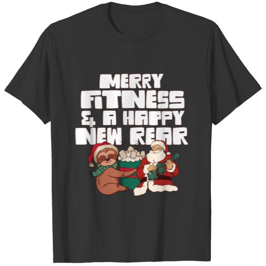 Merry Fitness And A Happy New Rear Gym Christmas T Shirts