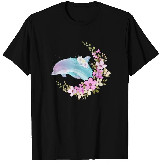 Dolphin Flower Floral T Shirts