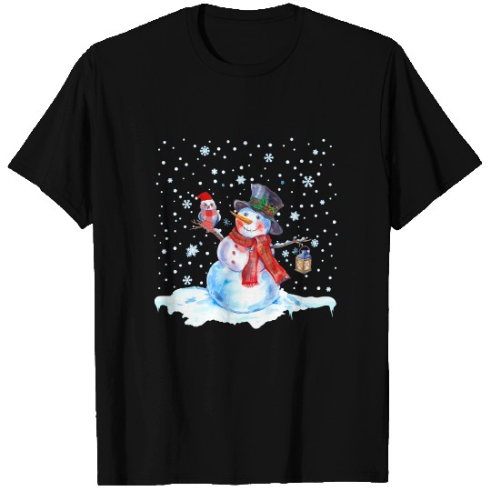 Nostalgic Christmas Snowman with owl and lantern T Shirts