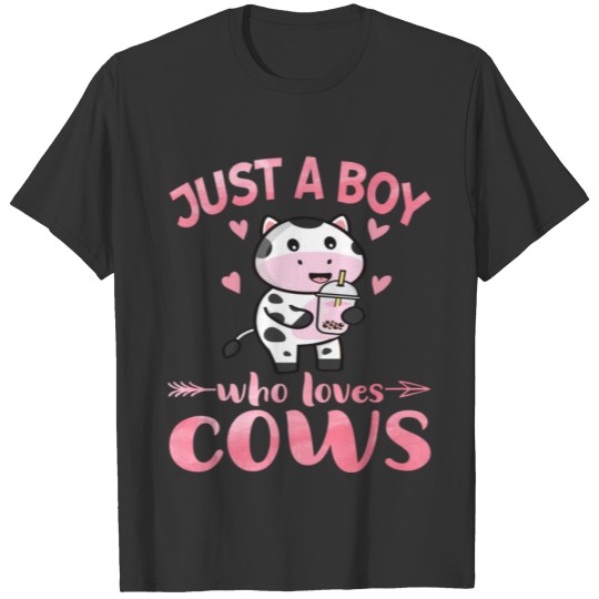 Just A Girl Who Loves Cows Cute Boba Strawberry T Shirts