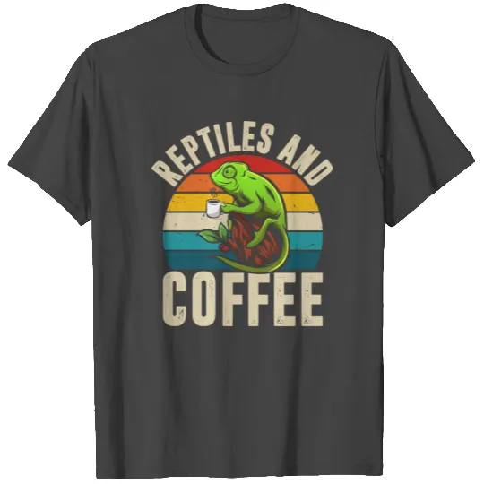 Reptiles and Coffee, Chameleon Retro T Shirts