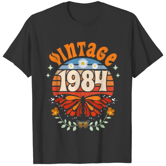 Retro Butterfly 40 Years Woman 1984 40th Birthday T Shirts