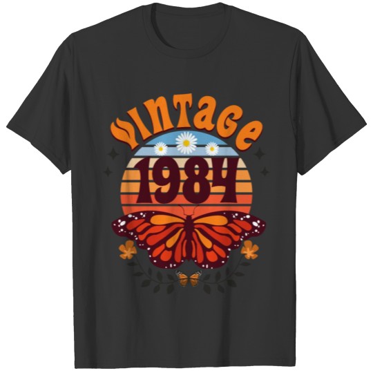 Retro Butterfly 40 Years Woman 1984 40th Birthday T Shirts