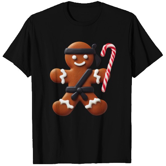 Funny Ninja Gingerbread Man Cookie Candy Cane T Shirts