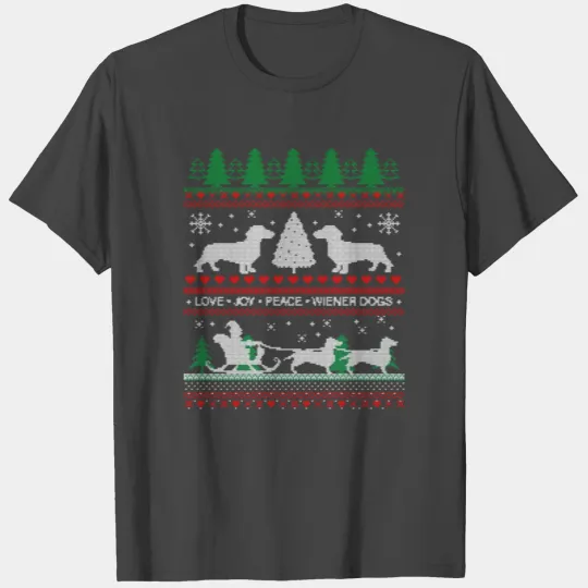 Dachshund Lover Funny Holiday Ugly Christmas Theme T Shirts