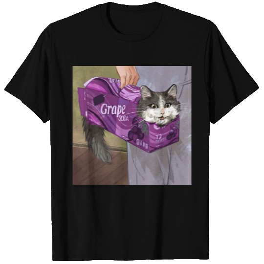 Cat Grape Soft Drink Meme Cute Cat Crazy Kitten T Shirts