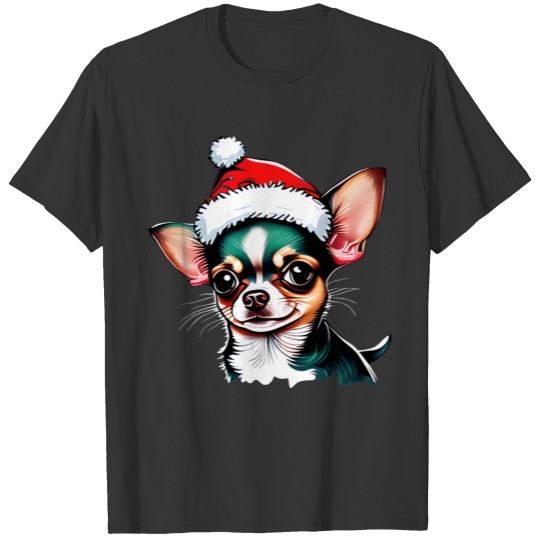 Chihuahua Santa Hat Christmas T Shirts