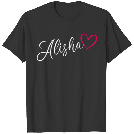 Alisha Name Pink Heart T Shirts