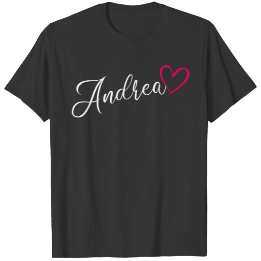 Andrea Name Pink Heart T Shirts
