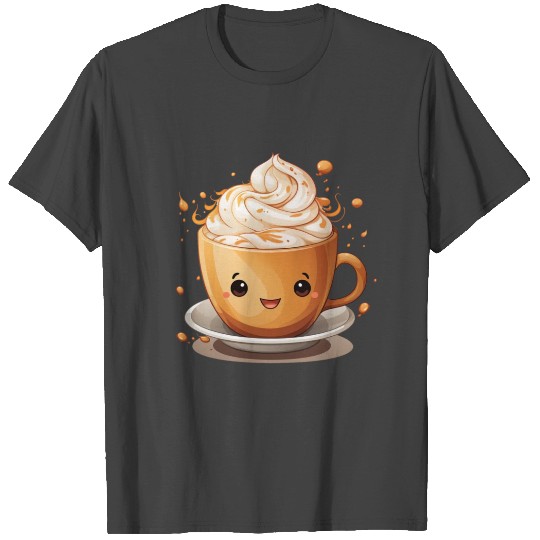 A cute kawaii style pumpkin spice latte cup T Shirts
