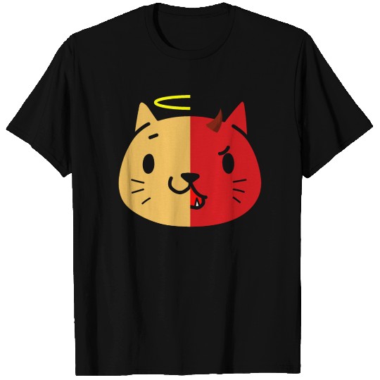 Two Face Cat Angel And Devil T Shirts