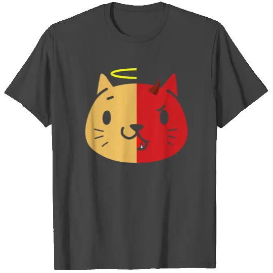 Two Face Cat Angel And Devil T Shirts