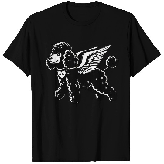 Black and White Poodle with Necklace and Angel T Shirts