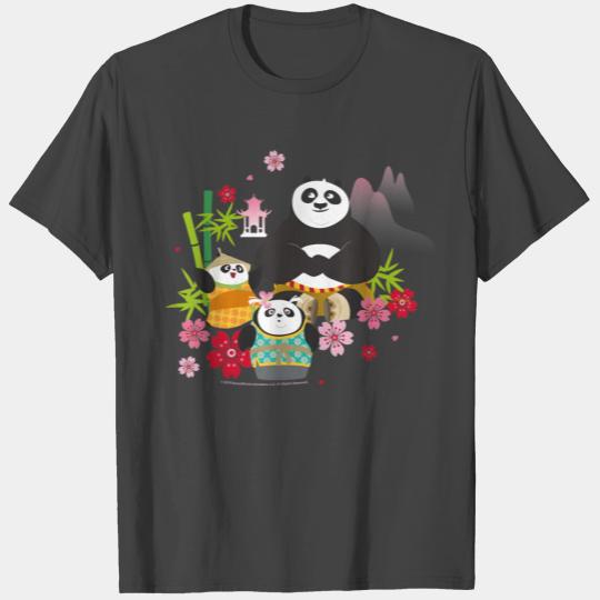 Kung Fu Panda Po And Pandas Floral T Shirts