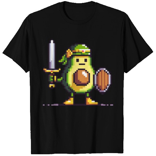 Pixelated Avocado Hero - Retro Gaming Quest T Shirts