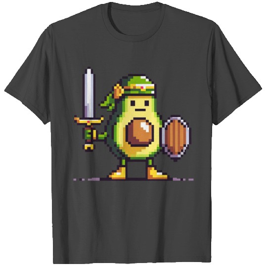 Pixelated Avocado Hero - Retro Gaming Quest T Shirts