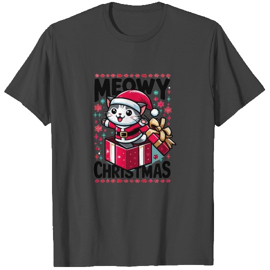 Meowy Christmas Funny Christmas Cat Lovers Gift T Shirts
