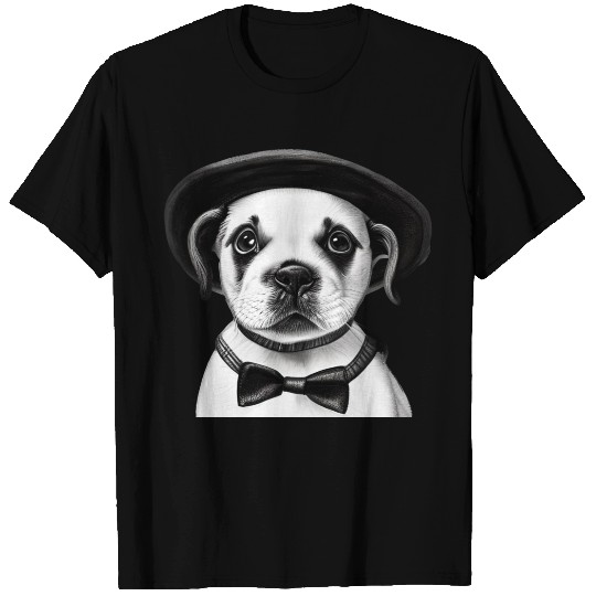 Puppy Wearing Bow Tie and Hat T Shirts
