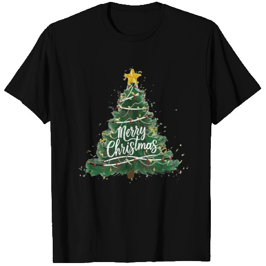 Watercolor Christmas Tree T Shirts