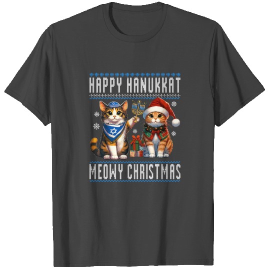 Cat Merry Christmas Happy Hanukkah Jewish T Shirts
