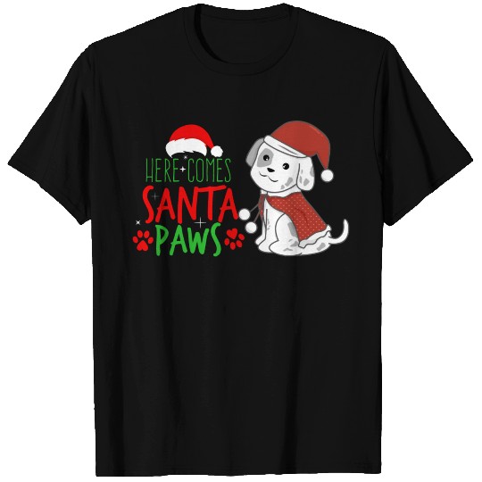 Here Comes Santa Paws T Shirts