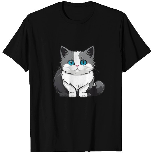 Cute round cat grey-white tiger T Shirts