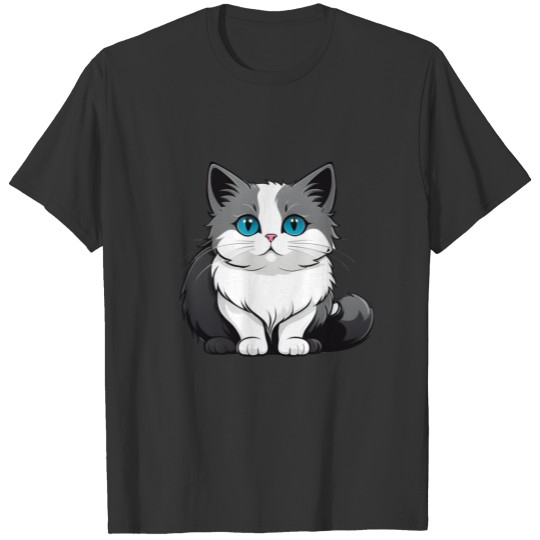 Cute round cat grey-white tiger T Shirts