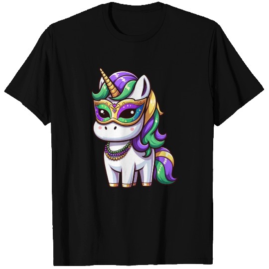 Mardi Gras Unicorn Comic Mask T Shirts
