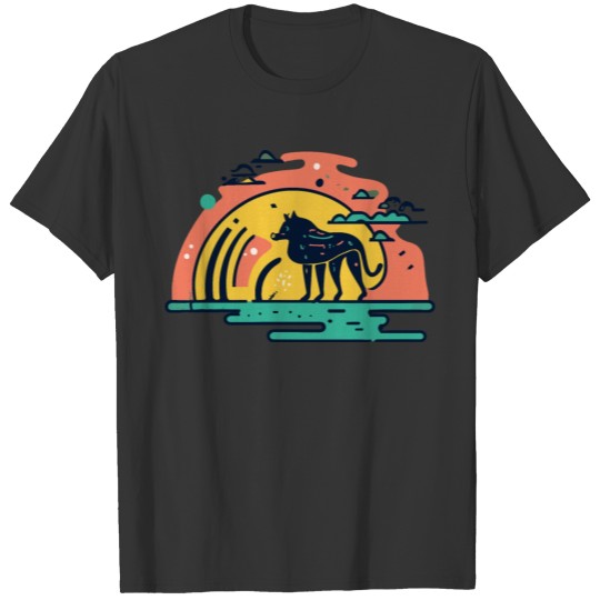 Retro Abstract Sunset With Fantasy Animal T Shirts