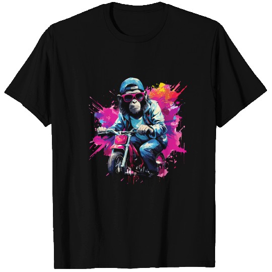 Funny monkey with motorcycle chimpanzee monkeys T Shirts