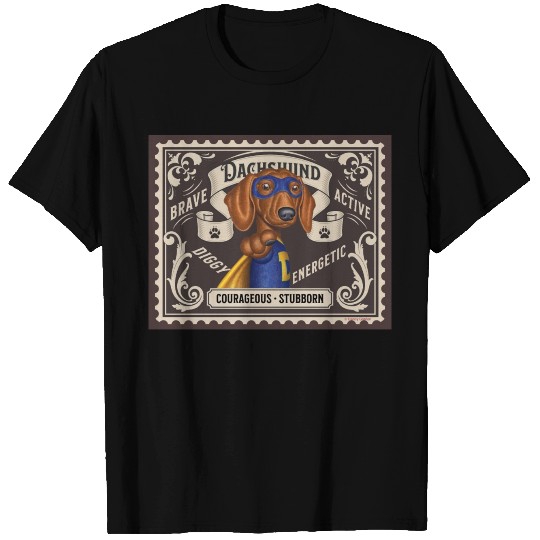 Cute Dachshund Super Hero Stamp T Shirts