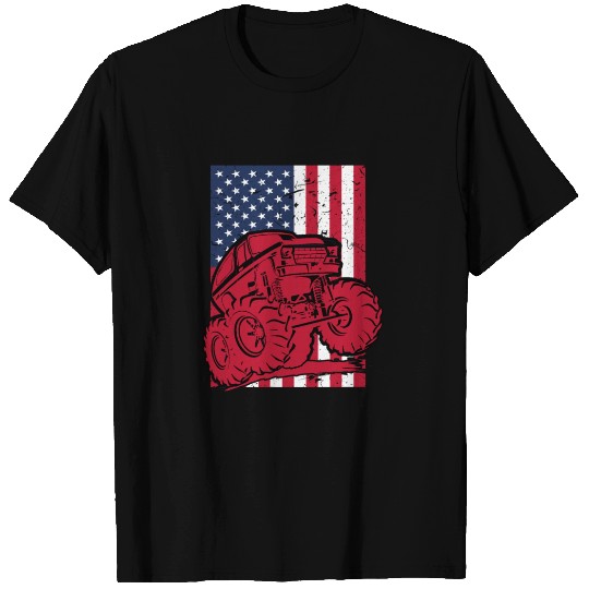 Monster Truck American Flag T Shirts