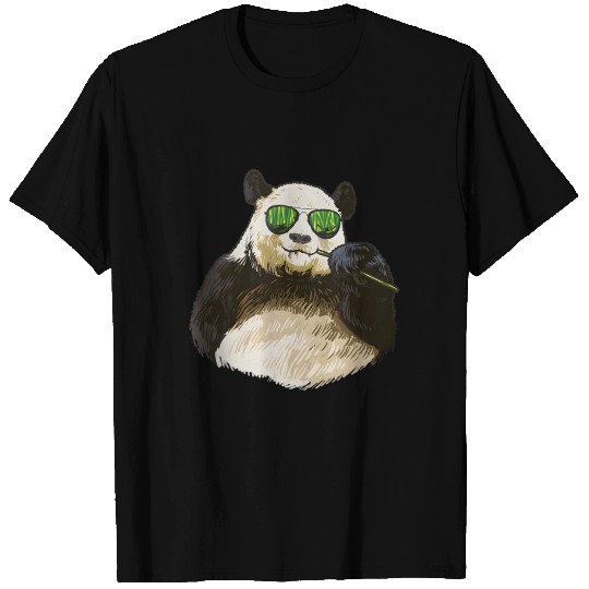 Chilling Panda Eating Bamboo Bear T Shirts