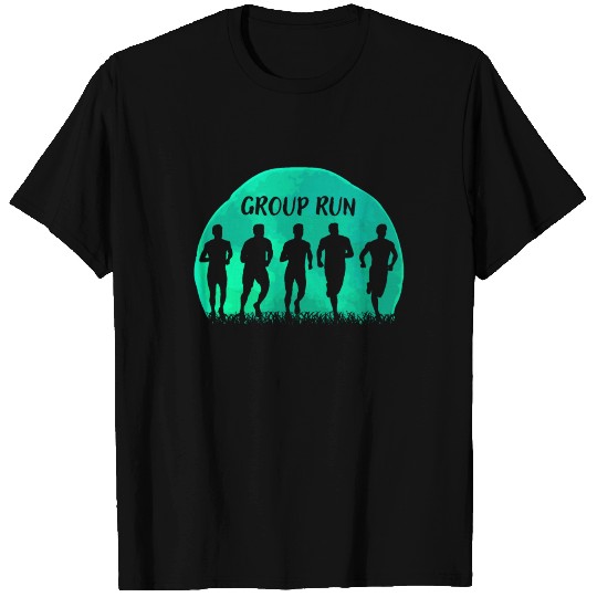 Group Run with the team, grass and a moon T Shirts