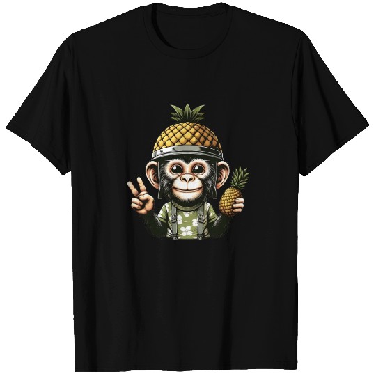 Friendly monkey in pineapple helmet T Shirts
