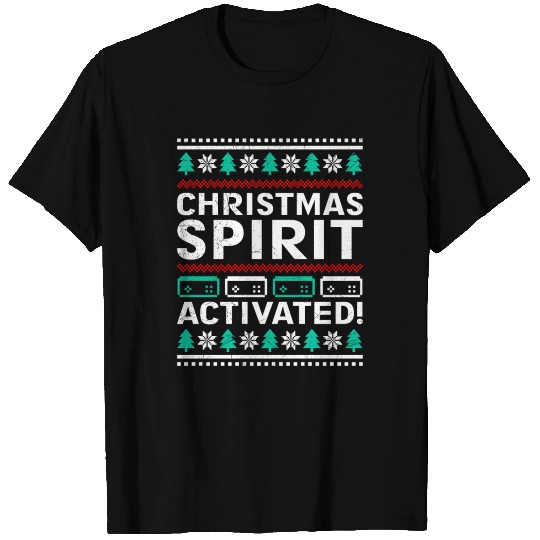 Christmas Spirit Activated! Christmas Gamer T Shirts