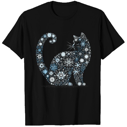 Christmas Cat Snowflakes T Shirts