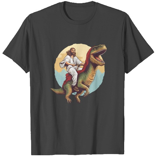 Jesus Riding a Dinosaur Meme Dino Lover T Shirts