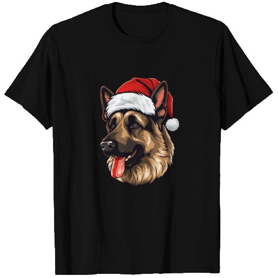 Shepherd dog head Christmas portrait T Shirts