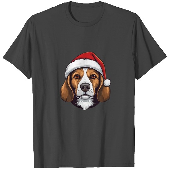 Beagle Dog Head Christmas Portrait T Shirts