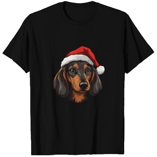 Dachshund dog head Christmas T Shirts