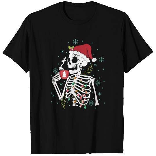 christmas skeleton coffee T Shirts